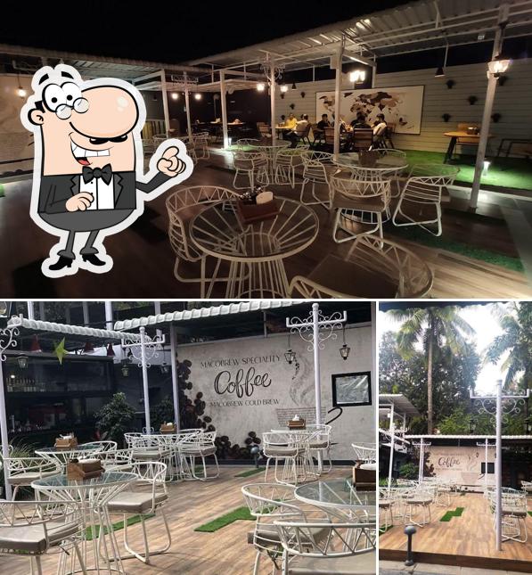 The interior of Makobrew Vegetarian Restaurant & Cafe Jubilee Hills