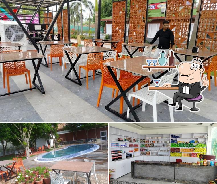 Take a seat at one of the tables at Aatithya Dhaba