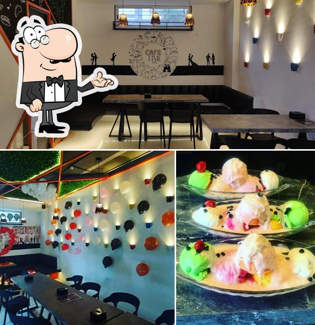 The restaurant's interior and food
