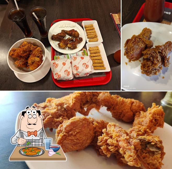 Chicken wings at meat and eat