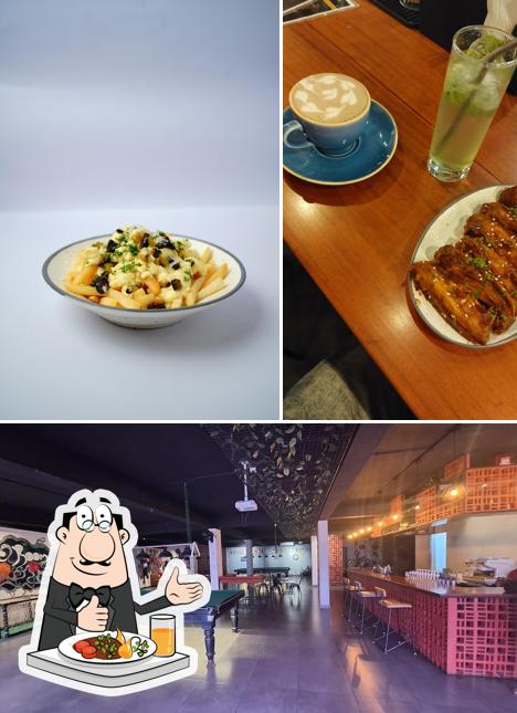 The photo of food and interior at Escape Room