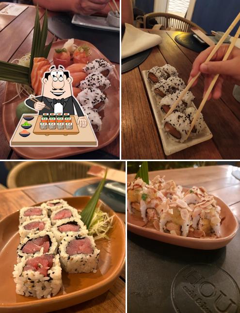 Rolos de sushi são oferecidos por Hou Sushi & Bar