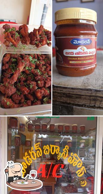 Among different things one can find food and exterior at Modern Biryani House
