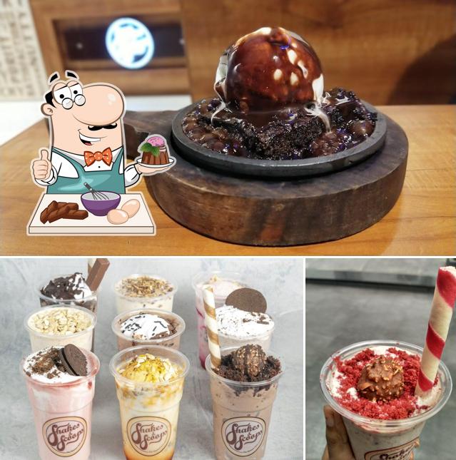 Shakes & Scoops serves a variety of sweet dishes