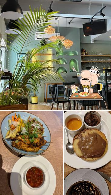 Take a look at the picture showing food and interior at Te Fitti Cafe