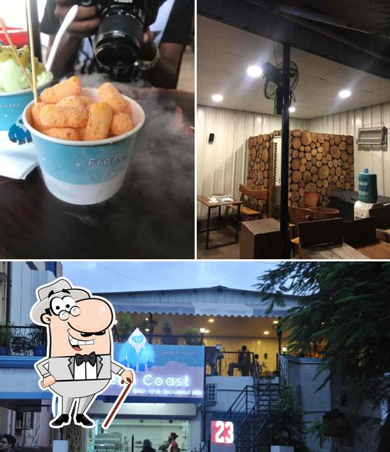 This is the picture displaying exterior and food at Frozen Coast