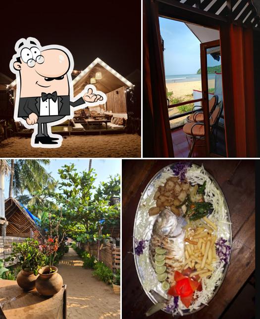 Take a seat at one of the tables at ducknChill-Agonda