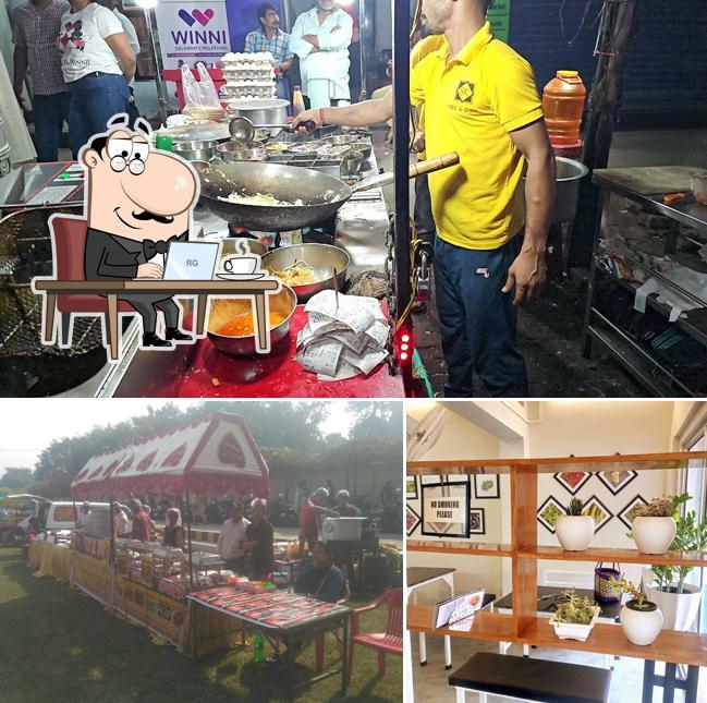 The restaurant's interior and food