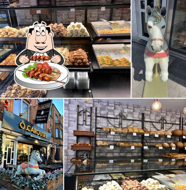 Parmi les différentes choses de la nourriture et la intérieur, une personne peut trouver sur O Carousel