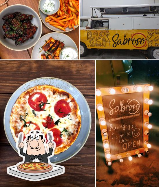 Try out pizza at Sabroso Food Truck Café