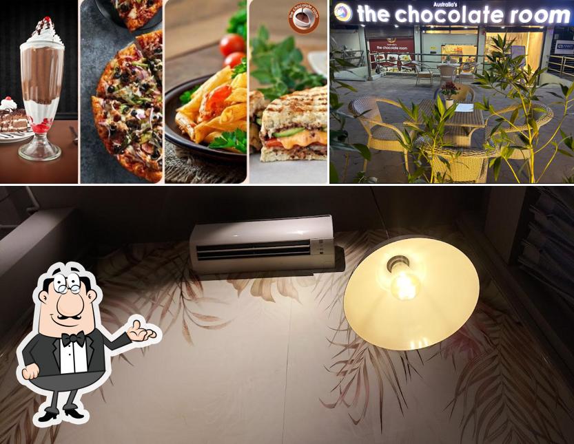This is the picture depicting interior and food at The Chocolate Room
