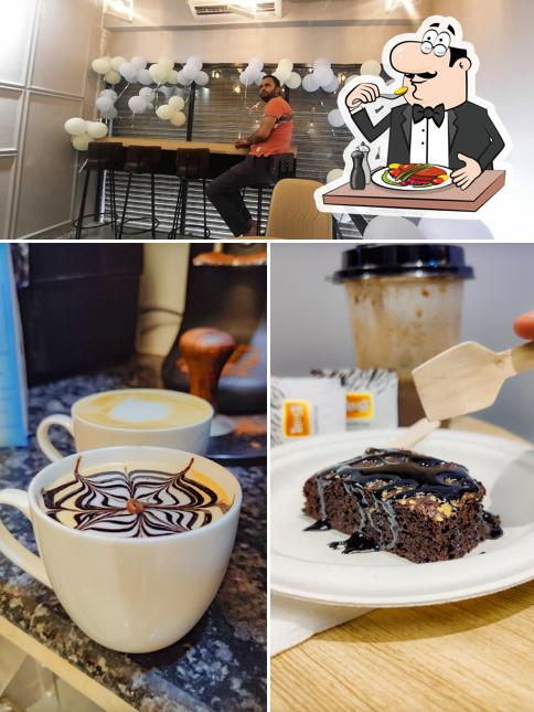 This is the photo showing food and interior at AROFFEE