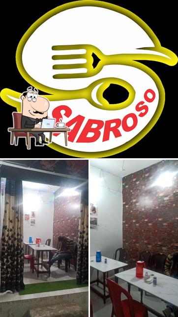 This is the photo showing interior and food at Sabroso F&C