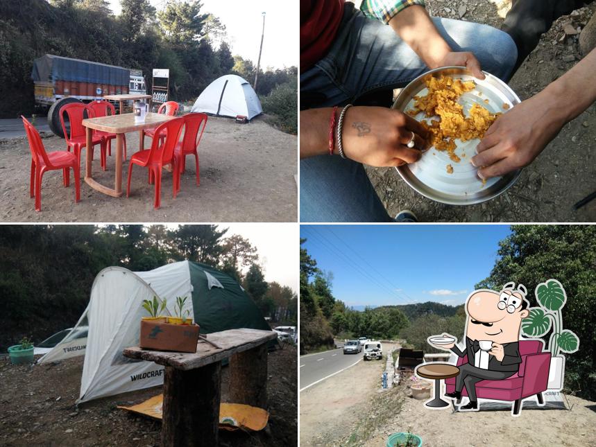 Take a seat at one of the tables at Traditional Food Point