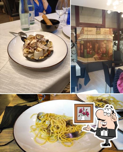 La interni e cibo del ristorante