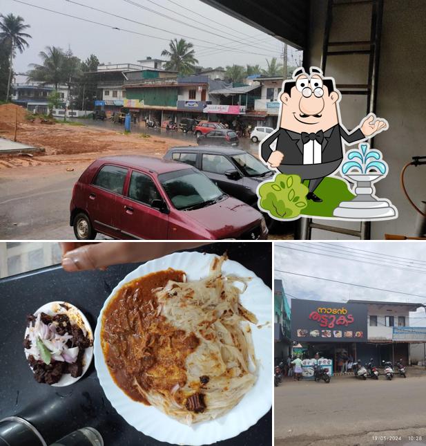 Among various things one can find exterior and food at Nadan Thattukada Edavetty, Thodupuzha