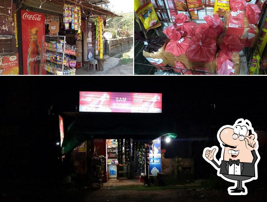 Check out the image showing interior and food at Sam Fast-food