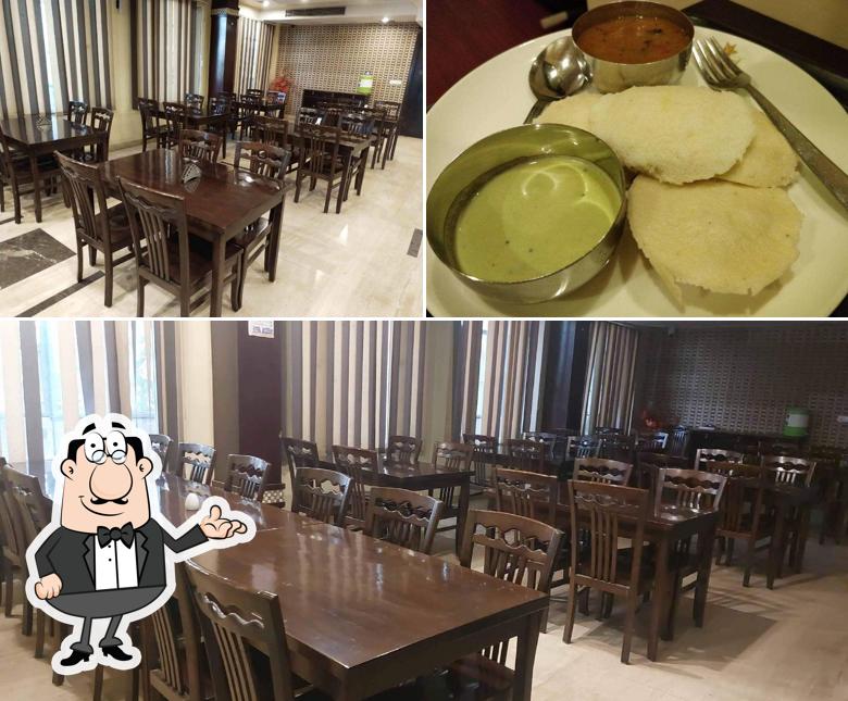 Take a look at the picture depicting interior and food at Gold Leaf