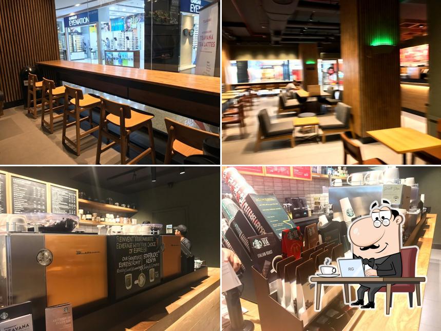 The interior of Starbucks