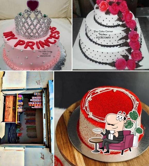 This is the picture showing interior and food at The cake corner maihar