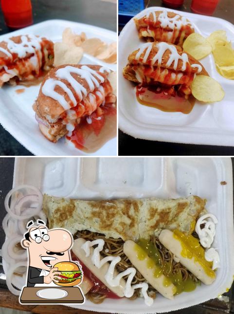 Get a burger at Vikram sweets and samosa shop