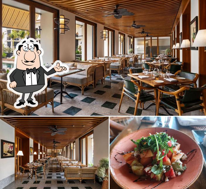 Among different things one can find interior and food at The Verandah