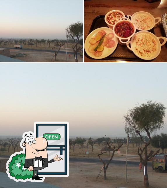 The restaurant's exterior and food