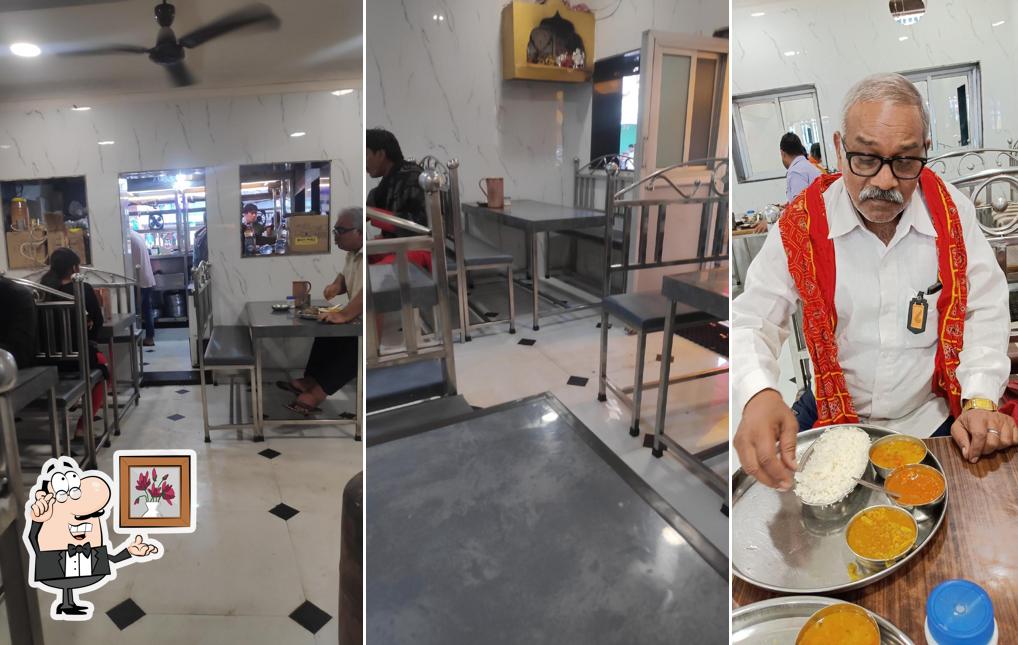 The restaurant's interior and food