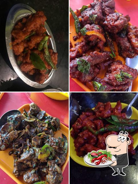 Order different seafood meals available at Ghumaghumalu Andhra Restaurant