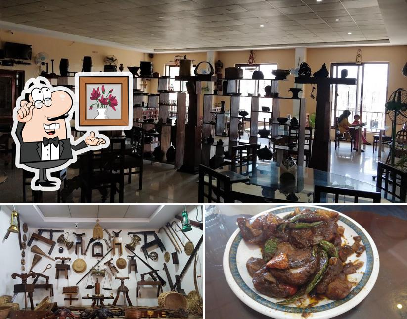The restaurant's interior and food