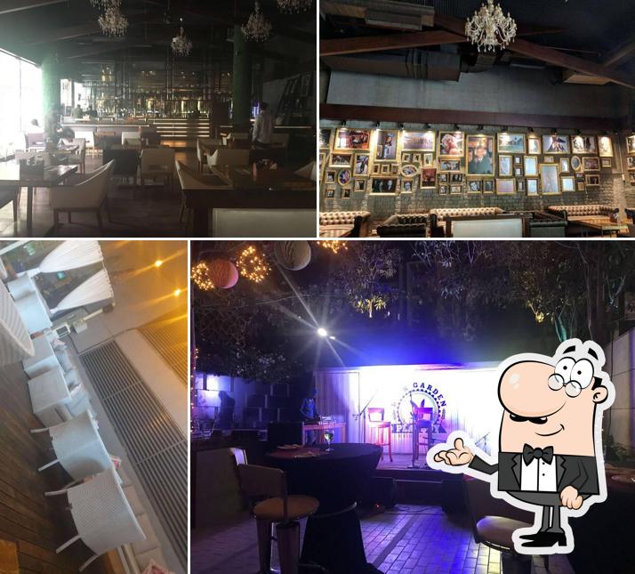 Take a seat at one of the tables at Playboy Beer Garden