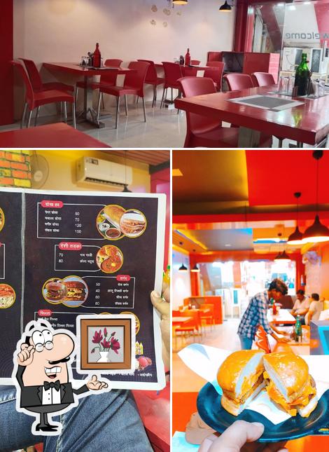 The image of Royal Cafe’s interior and burger