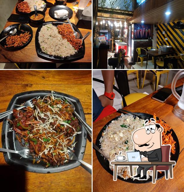 Among different things one can find interior and food at Big Bite Restaurant Mahad