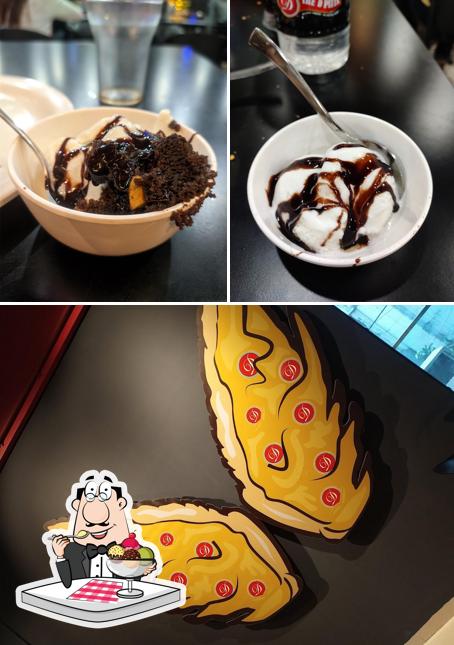 The D Pizza serves a selection of desserts