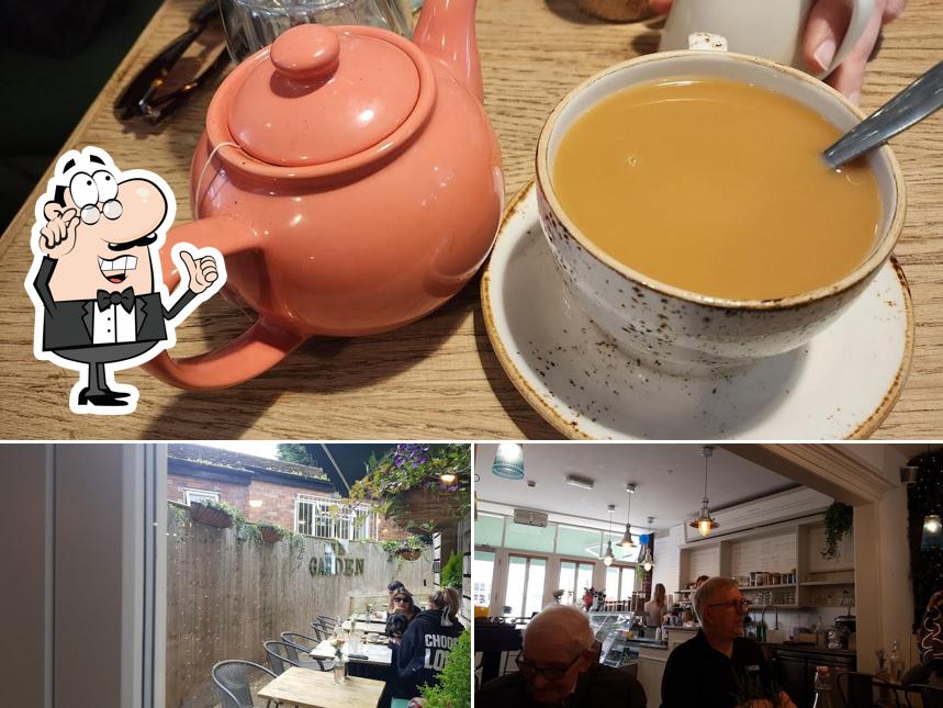 Take a look at the photo showing interior and food at The Garden Eatery