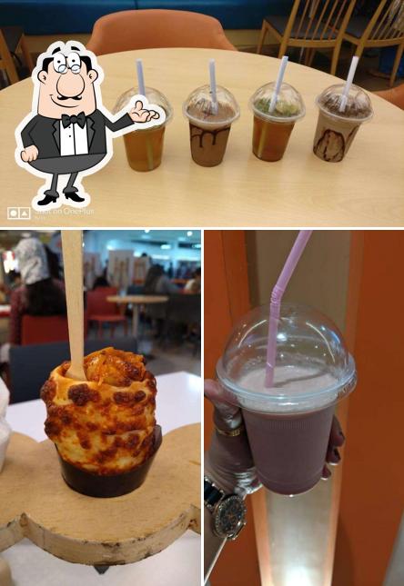 The photo of interior and beverage at The Budapest Bake House