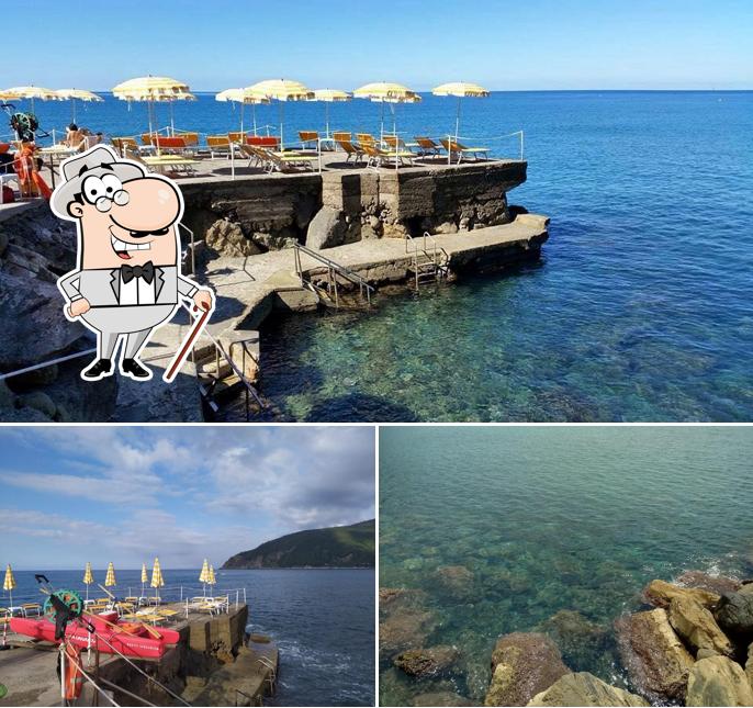 Goditi la vista dagli esterni di Bagni Acquarium Moneglia