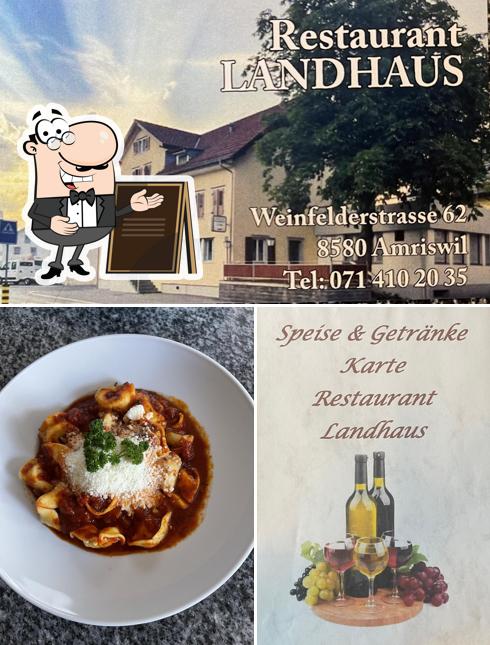 La immagine di esterno e cibo da Restaurant Landhaus Dragi