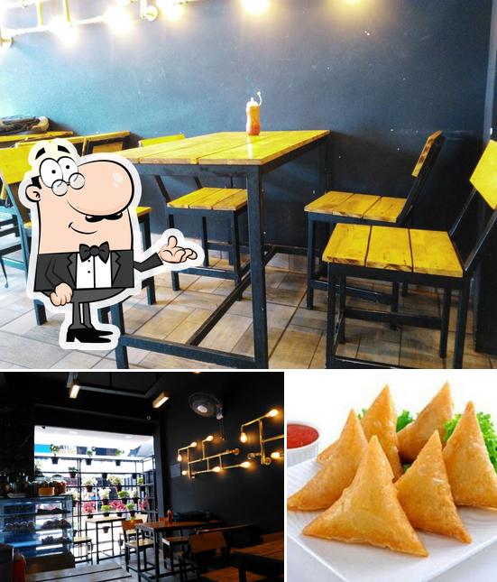 The restaurant's interior and food