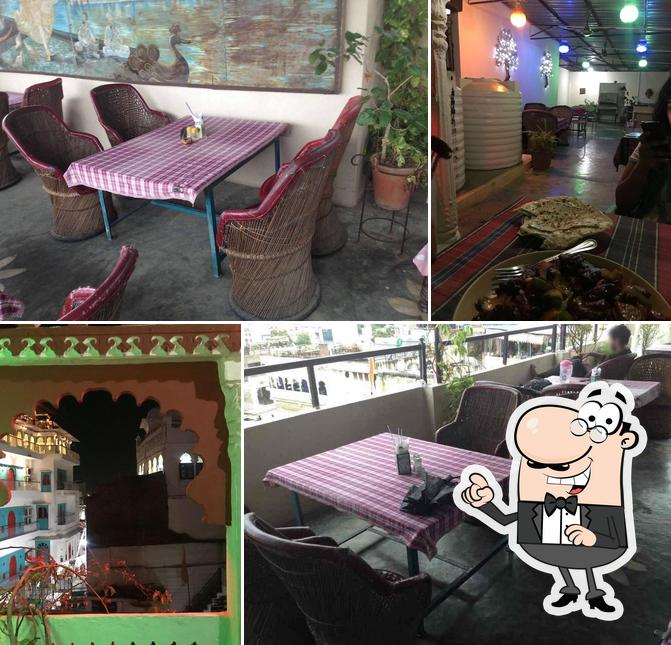 The interior of Jag Niwas Rooftop Restaurant