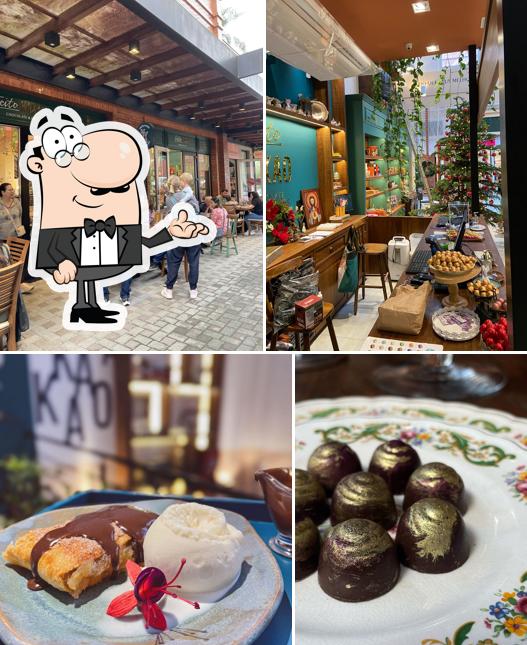Sente em uma das mesas no Feito Kakao - Cafeteria & Chocolateria