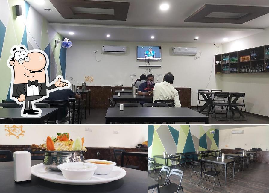 The restaurant's interior and food