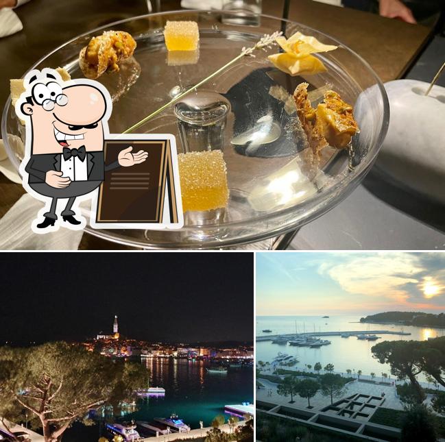 La esterno e cibo del ristorante