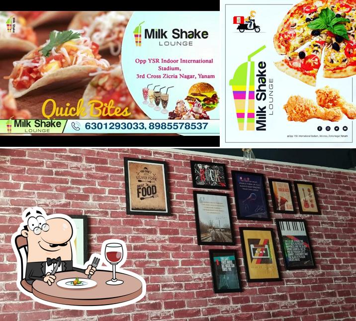 The image of food and blackboard at Milk shake lounge