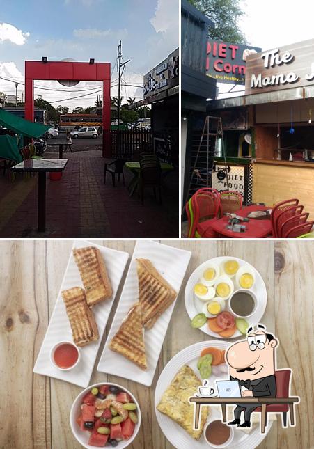 The restaurant's interior and food