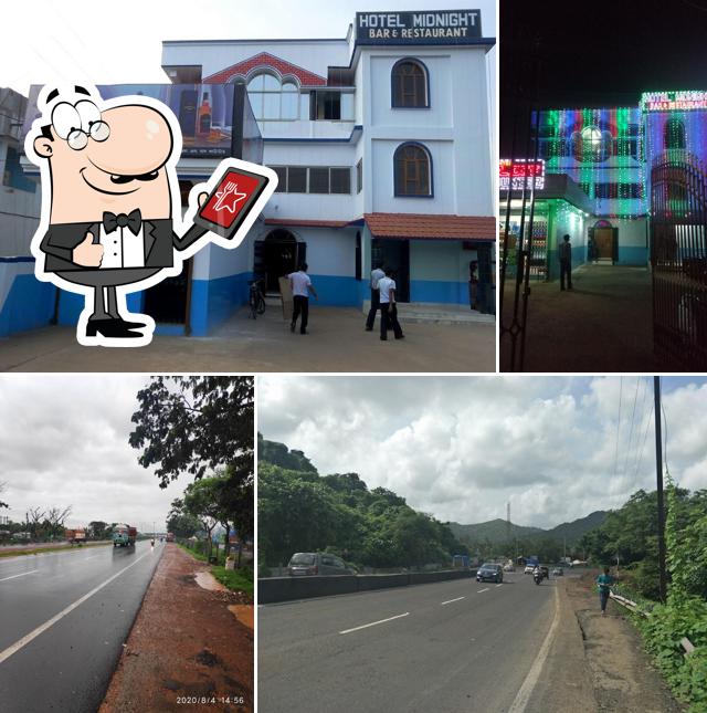 Check out how Hotel Mid Night Bar & Restaurent looks outside