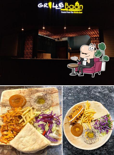 The restaurant's interior and food