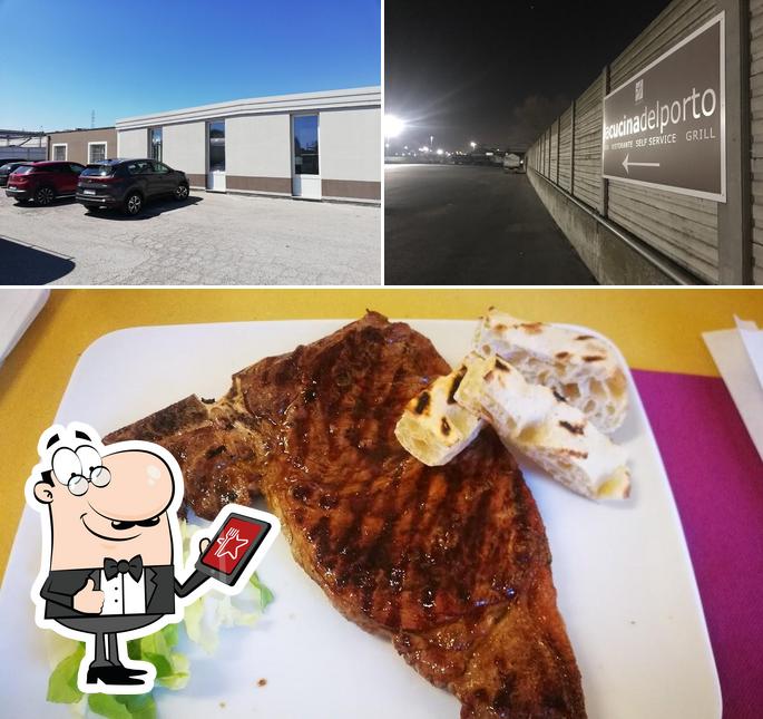 Questa è la foto che raffigura la esterno e la carne di La Cucina del Porto - Bar Ristorante Self Service Grill