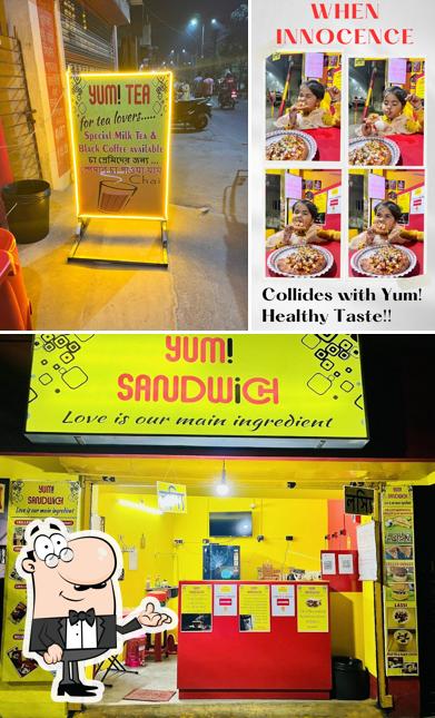 Take a seat at one of the tables at Yum! Sandwich