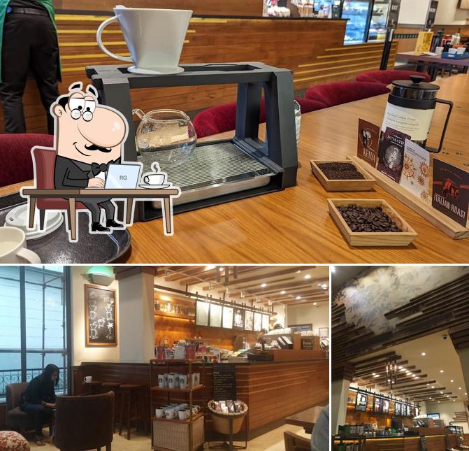 The interior of Starbucks